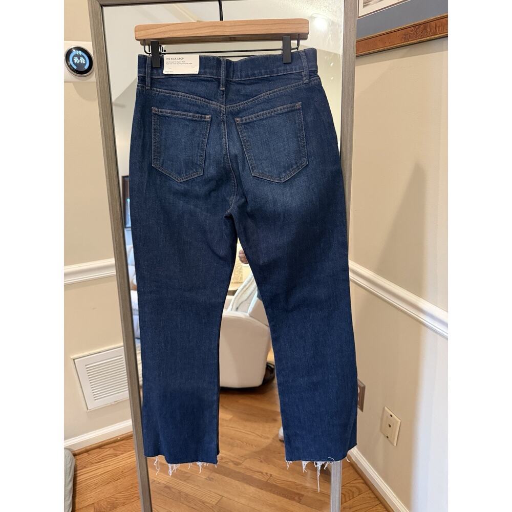 LOFT Curvy Fit Kick Crop Jeans Size 4 Medium Wash Frayed Hem Stretch - Picture 3 of 5